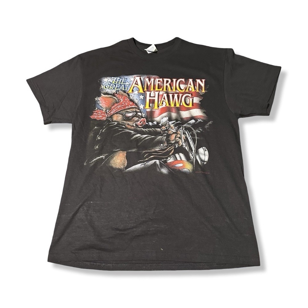 Vintage American Thunder Mens American Hawg Biker Motorcycle T Shirt Size Large